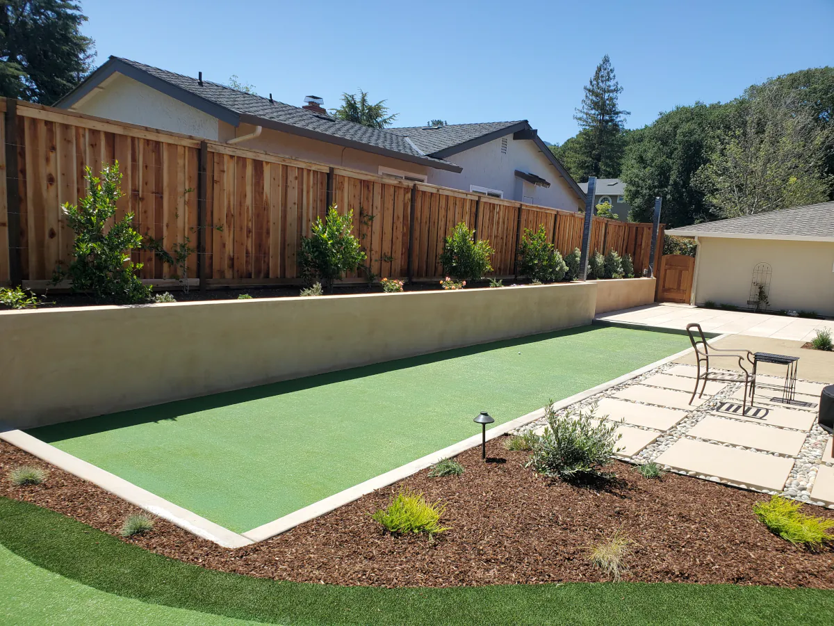 Backyard bocce ball court in San Francisco